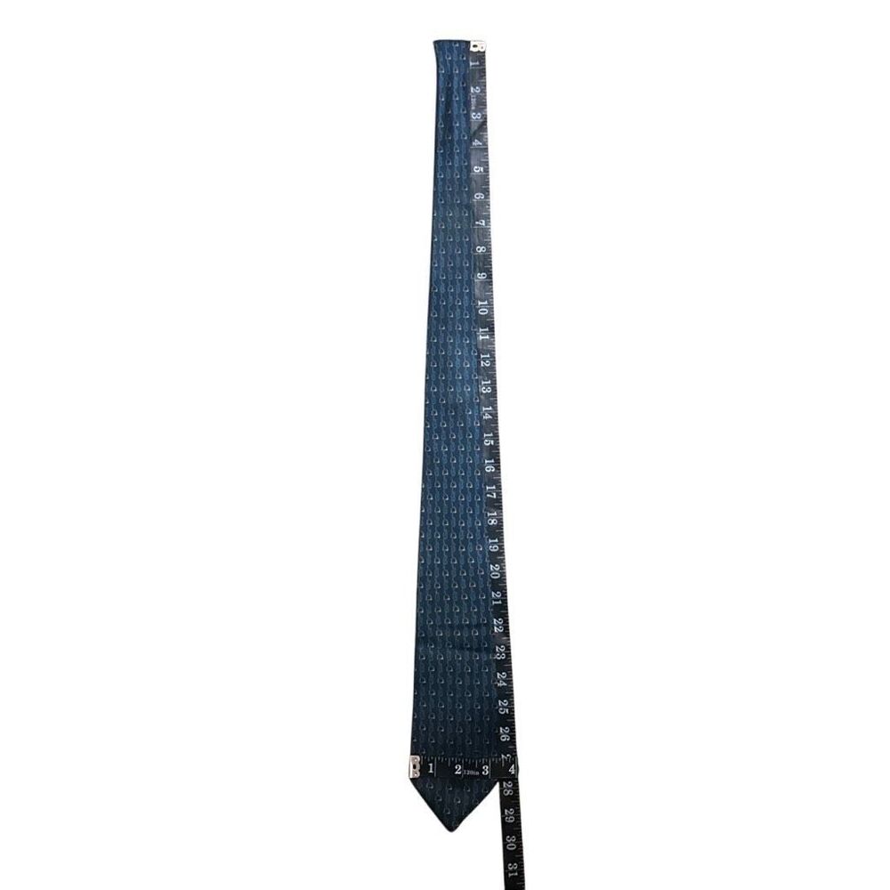 Gucci Mens Navy Blue Printed Silk Designer Neck Tie Pointed Adjustable Italy - Picture 14 of 14